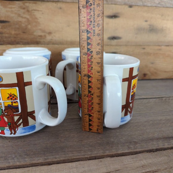Vintage Set of Four Grant Howard The Toy Maker Christmas Holiday Mugs Korea - Picture 9 of 9